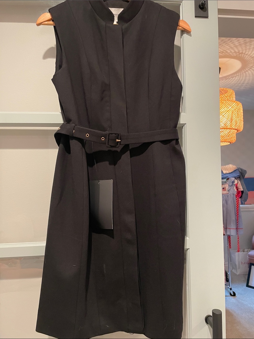 Pomander Place Black Sleeveless Belted Mini Dress
